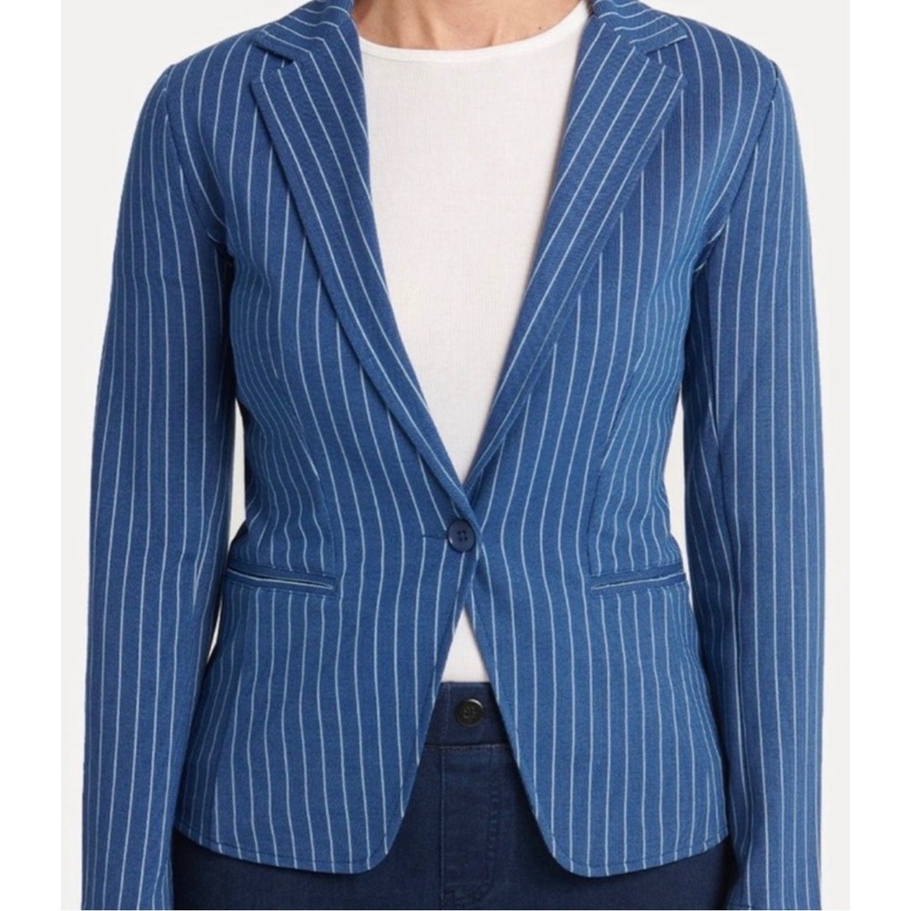 Betabrand Transcendent‎ NEW NWT Aegean Striped Button Front Blazer Jacket Medium